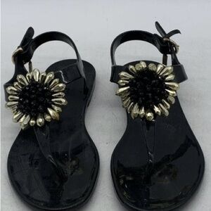 COACH Hilda Black Beaded Glitter Thong Jelly Sandals Size 6